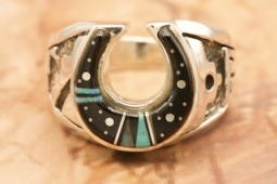 Calvin Begay Night Sky Horseshoe Sterling Silver Ring